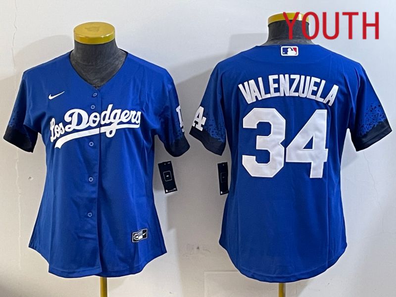Youth Los Angeles Dodgers #34 Valenzuela 2024 blue jersey 202411208->youth mlb jersey->Youth Jersey